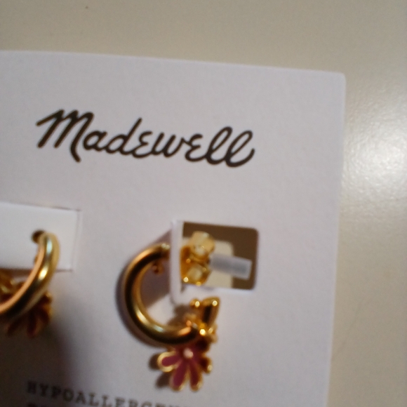 ❤️Madewell❤️ Daisy Enamel Small Hoop Earrings 💥💥 - Picture 5 of 9
